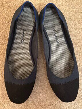 Rothy’s The Square Flat Women’s size 11 in Blue/Black Cap Toe Slip-on
